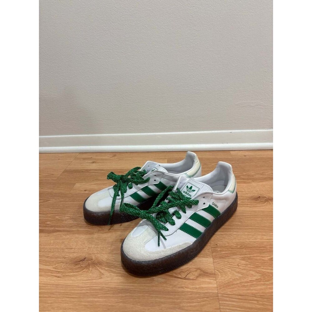 adidas Sambae Women's Shoes Cloud White Green IE9105 - Picture 2 of 6